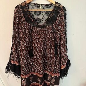 Free People Long Sleeve Patterned Dress